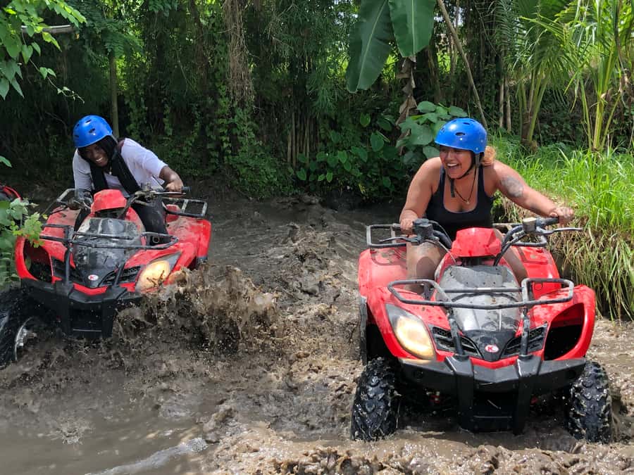Bali: Ubud Gorilla Cave Track ATV & Waterfall Tour with Meal - Goa Raja Waterfall: the walk down, the green valley, and soaking time