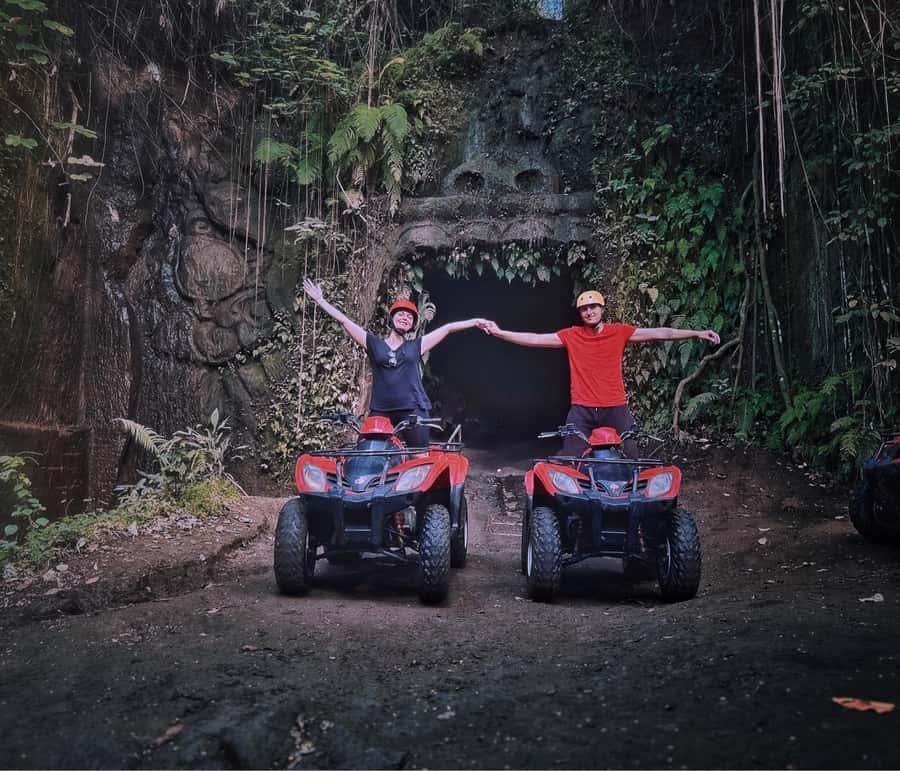 Bali: Ubud Gorilla Cave Track ATV & Waterfall Tour with Meal - Safety gear and guide style: what you should watch for