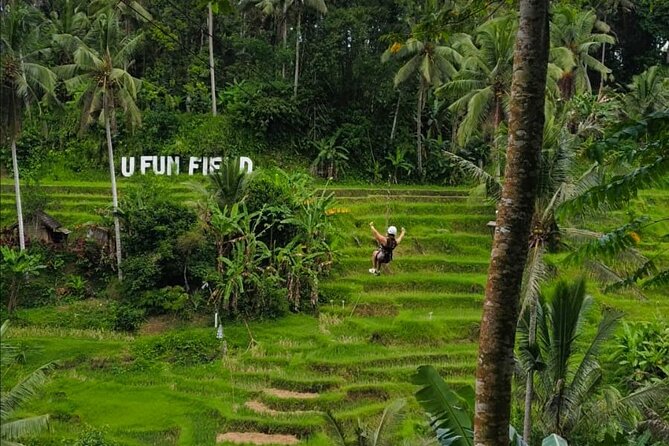 Bali: Zipline + Watersport Trio (Jetski, Parasailing, BananaBoat) - U Fun Field in Ubud: the rice-terrace start with extra add-ons
