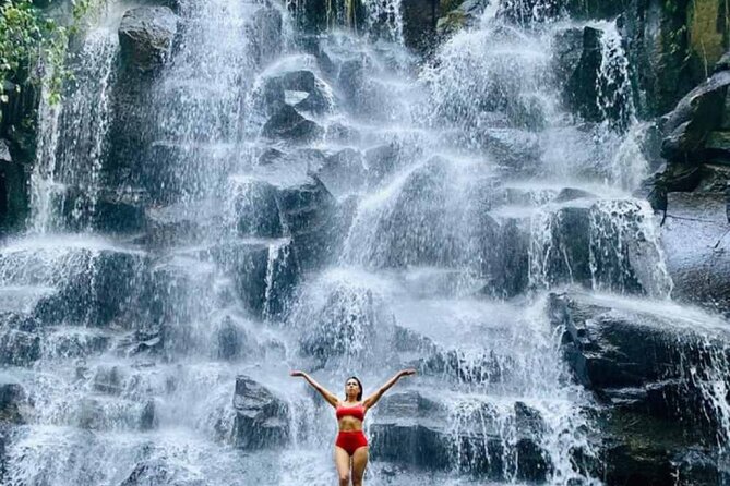 Best of Ubud Waterfalls, Tegalalang Rice Terrace and Swing Tour - Tibumana Waterfall: Stairs, Palm Trees, and a Cleaner Photo Angle
