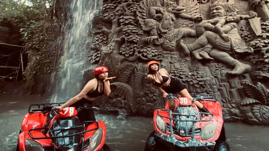 Ubud: ATV Quad Bike through river, rice fields & waterfall - Rice Fields, River Trails, Villages, and Those Cave Stops